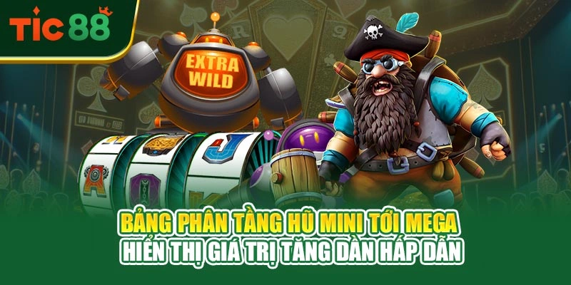 Bảng phân tầng hũ mini tới mega hiển thị giá trị tăng dần hấp dẫn
